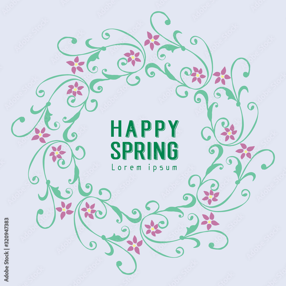 Element design of leaves and wreath frame, for happy spring poster design. Vector