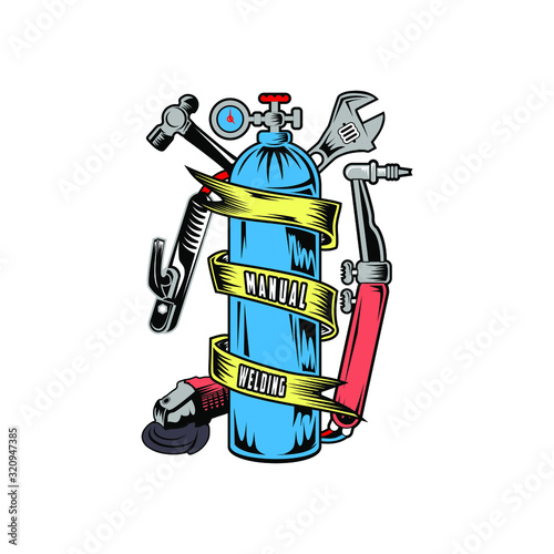 manual welding workshop illustration design