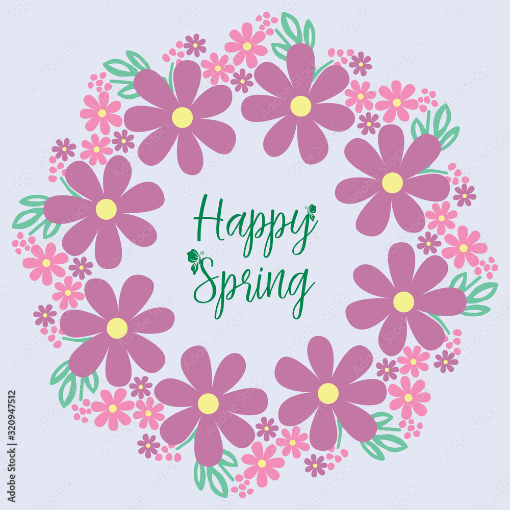 Beautiful pink wreath frame, for happy spring greeting card template design. Vector Beautiful pink wreath frame, for happy spring greeting card template design. Vector