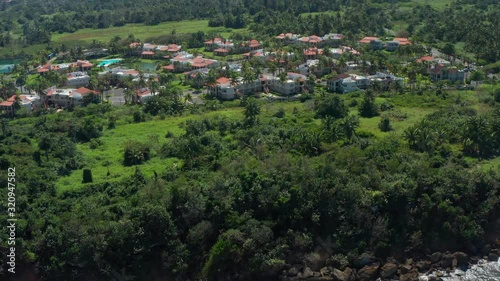 Aerial coastal view of cosatal Puerto Rico. Cinematic 4K footage. photo