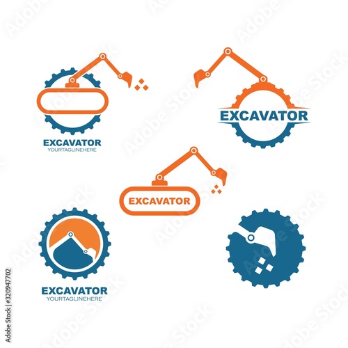 excavator icon logo vector design