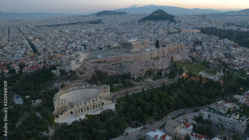 Overhead View of Acropolis in Athens at Dawn Overhead View of Acropolis in Athens at Dawn