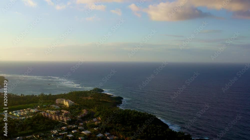 Establishing shot of ocean view landscape at sunset Establishing shot of ocean view landscape at sunset