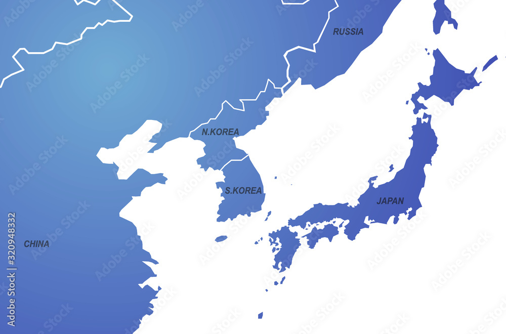korea, china, japan map. north east asia country map. map of the world