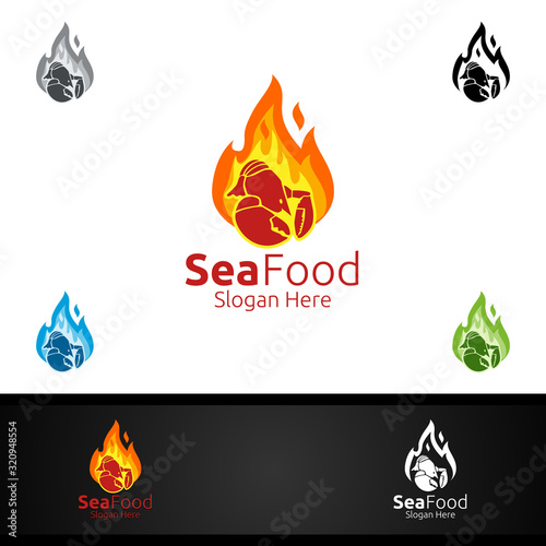 Shrimp Seafood Logo for Restaurant or Cafe