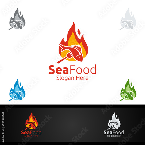 Fish Seafood Logo for Restaurant or Cafe