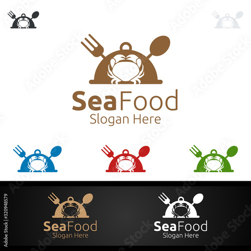 Crab Seafood Logo for Restaurant or Cafe