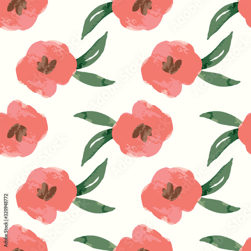 Vector Pink Spring Floral watercolor style seamless background pattern
