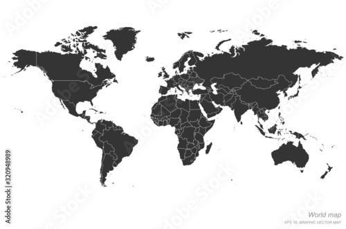 world map vector. detailed world continental map. world map. graphic design map. 