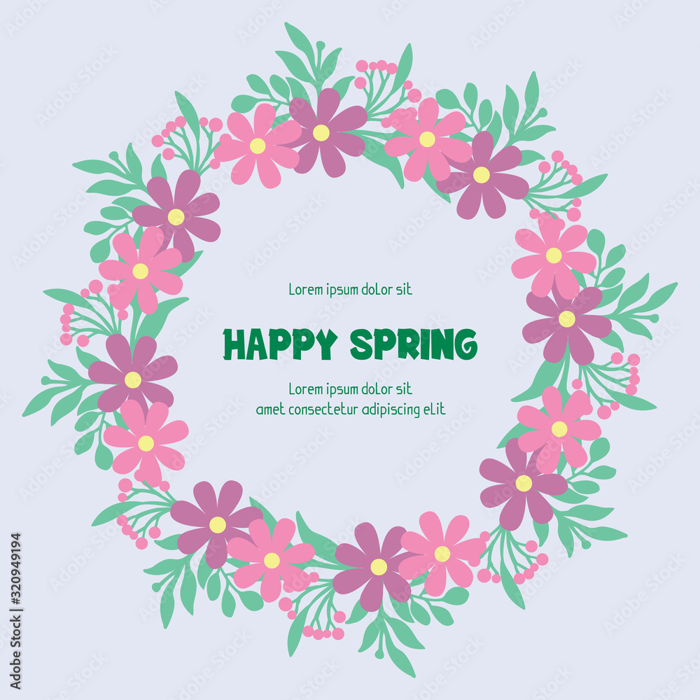 Beautiful frame with seamless of leaf and flower decoration, for happy spring invitation card design. Vector