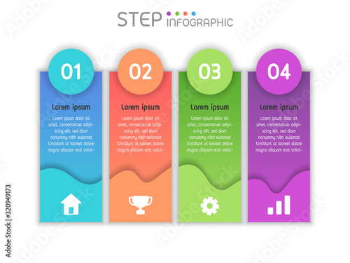 Geometric shape elements with steps,options,milestone,processes or workflow.Business data visualization.Creative step infographic template for presentation,vector illustration.