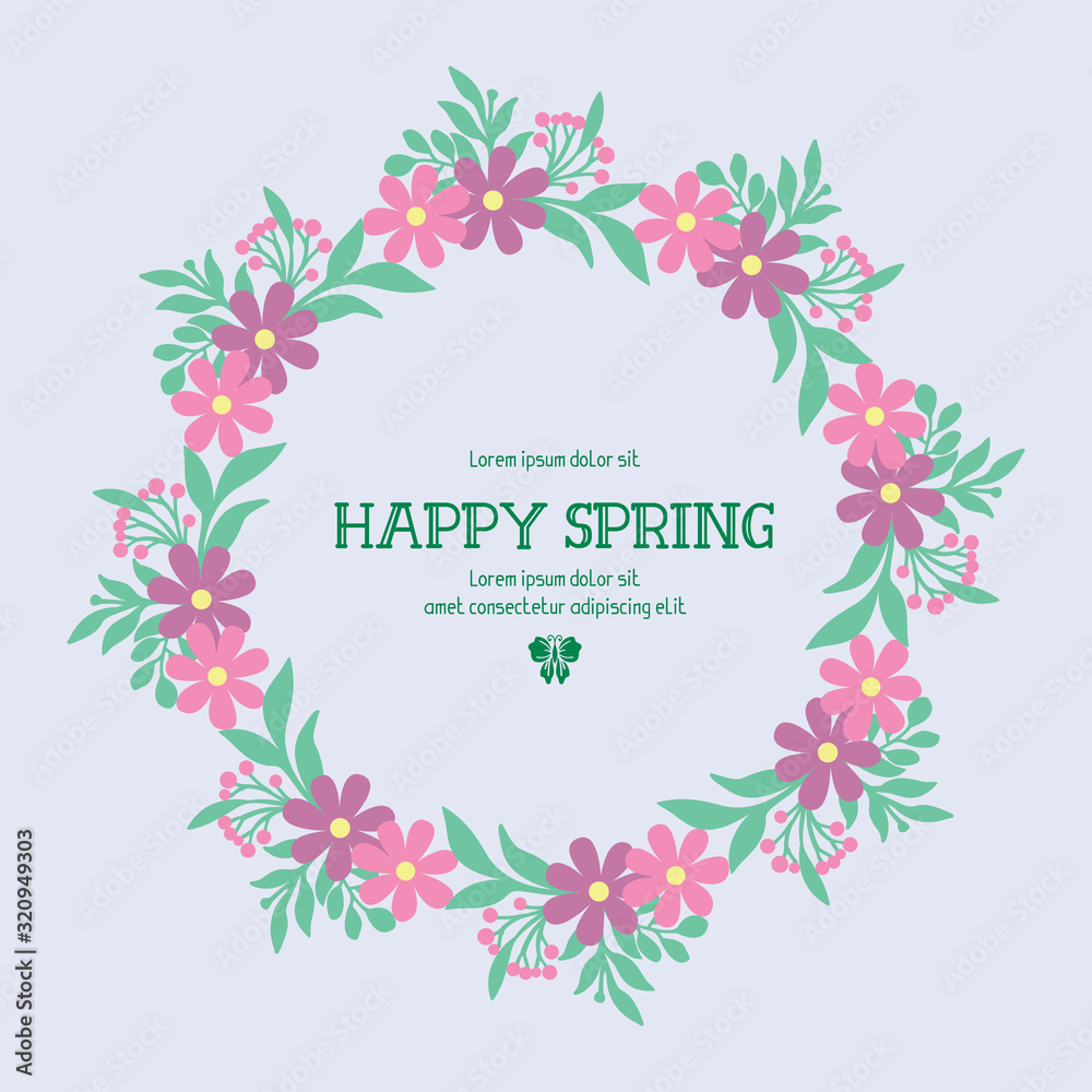 Beautiful frame with seamless of leaf and flower decoration, for happy spring invitation card design. Vector