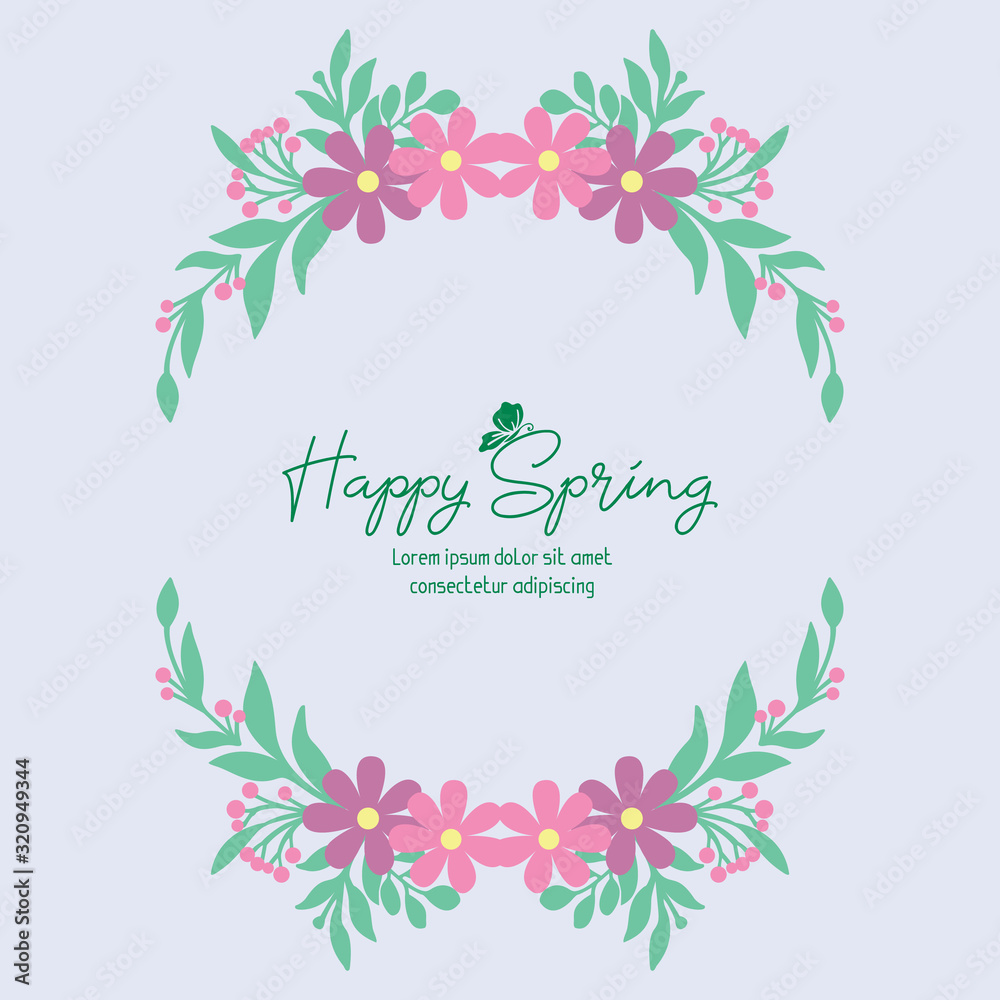 Beautiful frame with seamless of leaf and flower decoration, for happy spring invitation card design. Vector Beautiful frame with seamless of leaf and flower decoration, for happy spring invitation card design. Vector