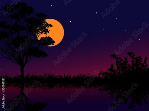 full moon and tree