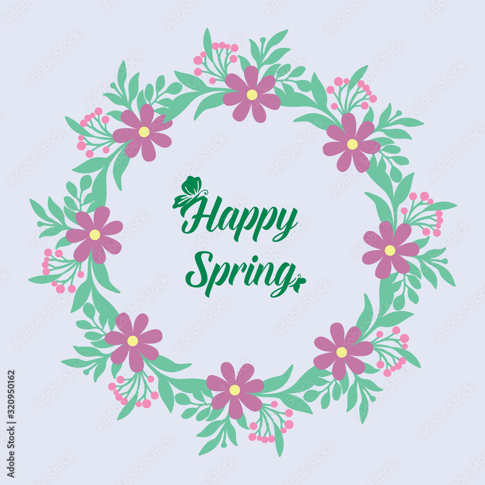 Modern shape of leaf and flower frame, for happy spring wallpaper decoration cards. Vector