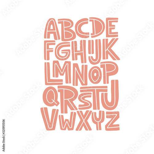 Cartoon English alphabet. Funny hand drawn graphic font.