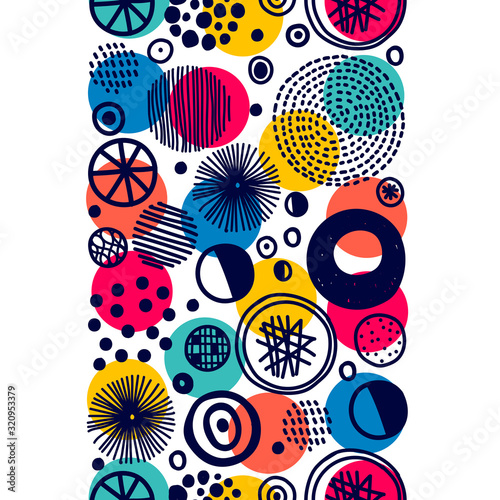 Сute polka dots. Abstract vertical seamless border. Can be used in textile industry, paper, background, scrapbooking.