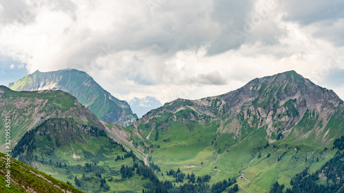 Switzerland  Panoramic view on green Alps near Schynige Platte  Saxeten