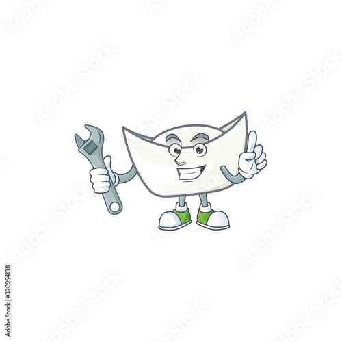happily Mechanic chinese white ingot cartoon character design