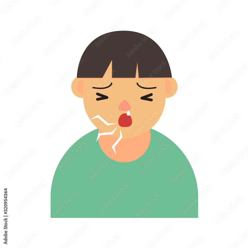 Illustration coughing vector. Sick people sneeze and cough