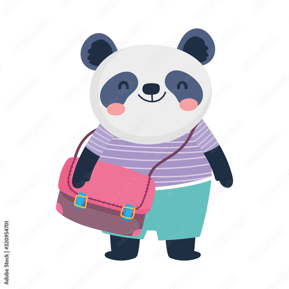 Fototapeta premium back to school education cute panda with schoolbag