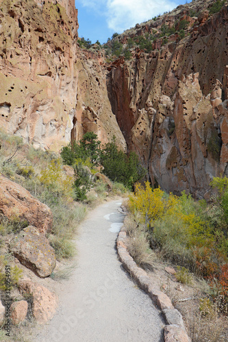 Pathway along cliffs at Bandelier National Monument, New Mexico photo