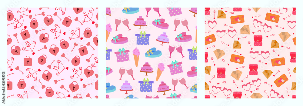 vector illustration of Happy Valentine's Day greetings seamless pattern background