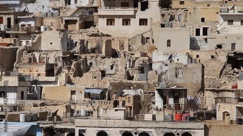 War devastation in the town of Maaloula, Syria photo