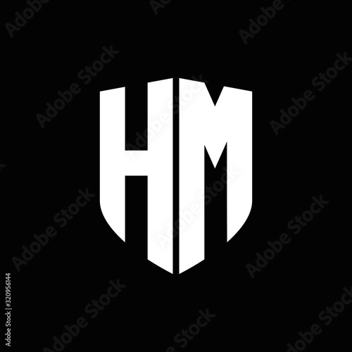HM logo monogram with shield shape design template