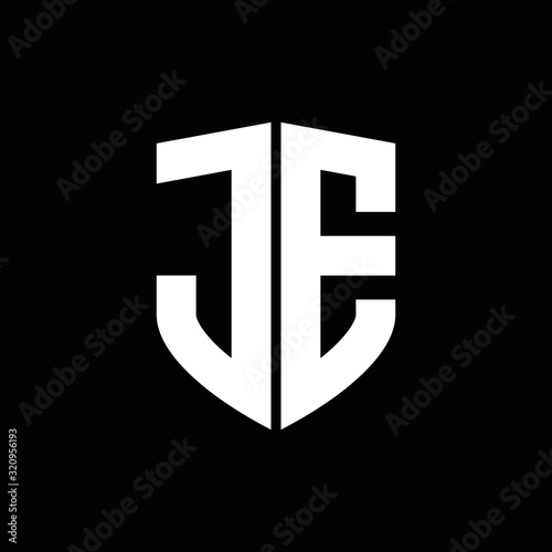 Canvas Print JE logo monogram with shield shape design template