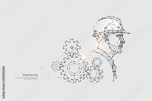 The particles, geometric art, line and dot of Engineering