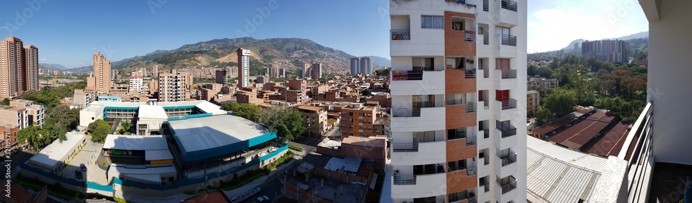 Fototapeta premium Medellin - Colombia, Panorama photo of landscape on sunny day
