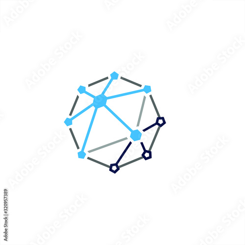  octagon logo connected dots design photo