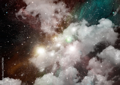 galaxy in a free space. 3D rendering © marusja2