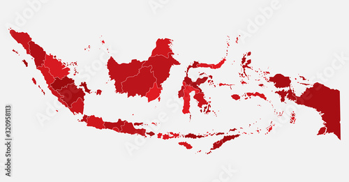 Indonesia map, Asia country map vector template
