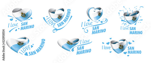 National flag of the San Marino in the shape of a heart and the inscription I love Salvador. Vector illustration