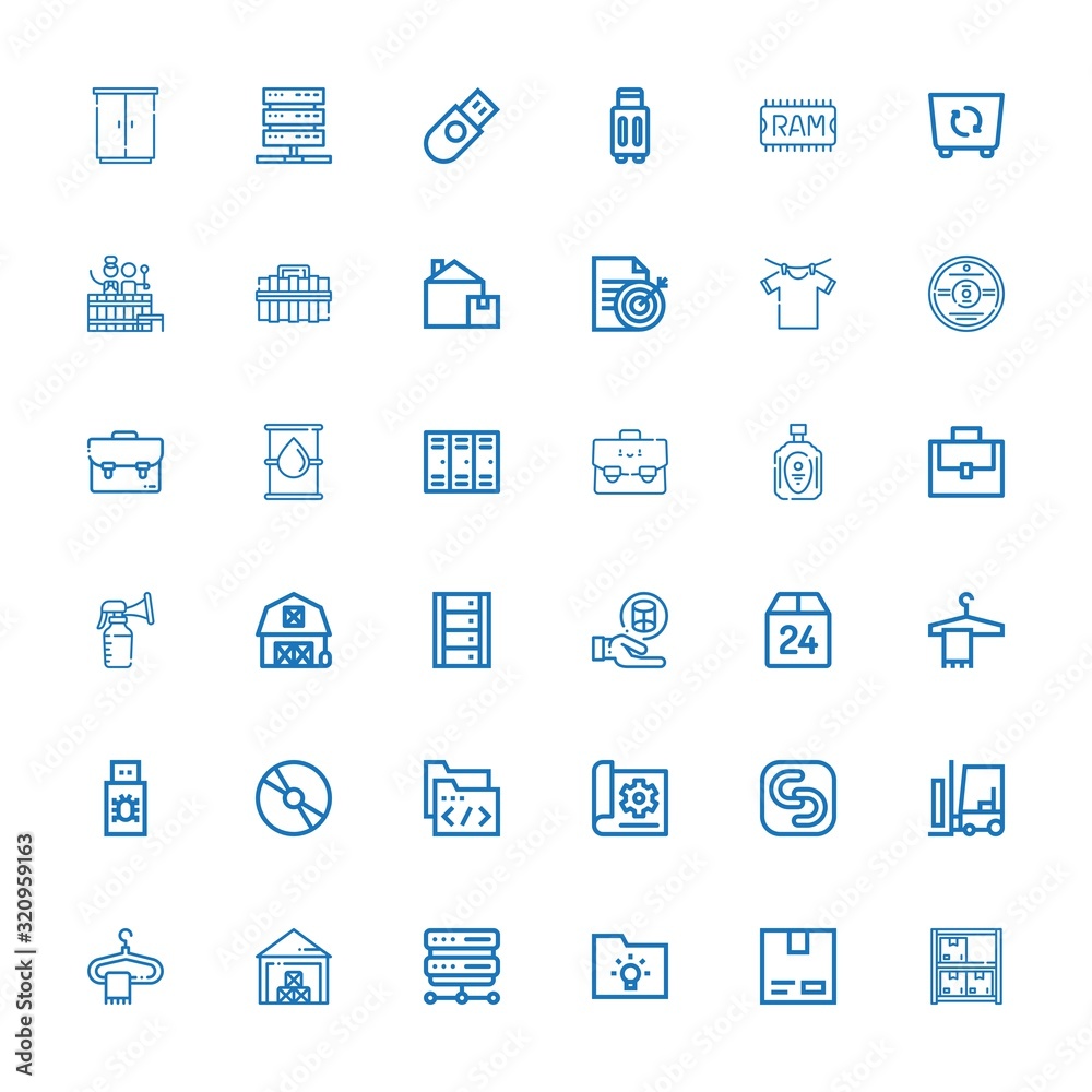 Editable 36 storage icons for web and mobile
