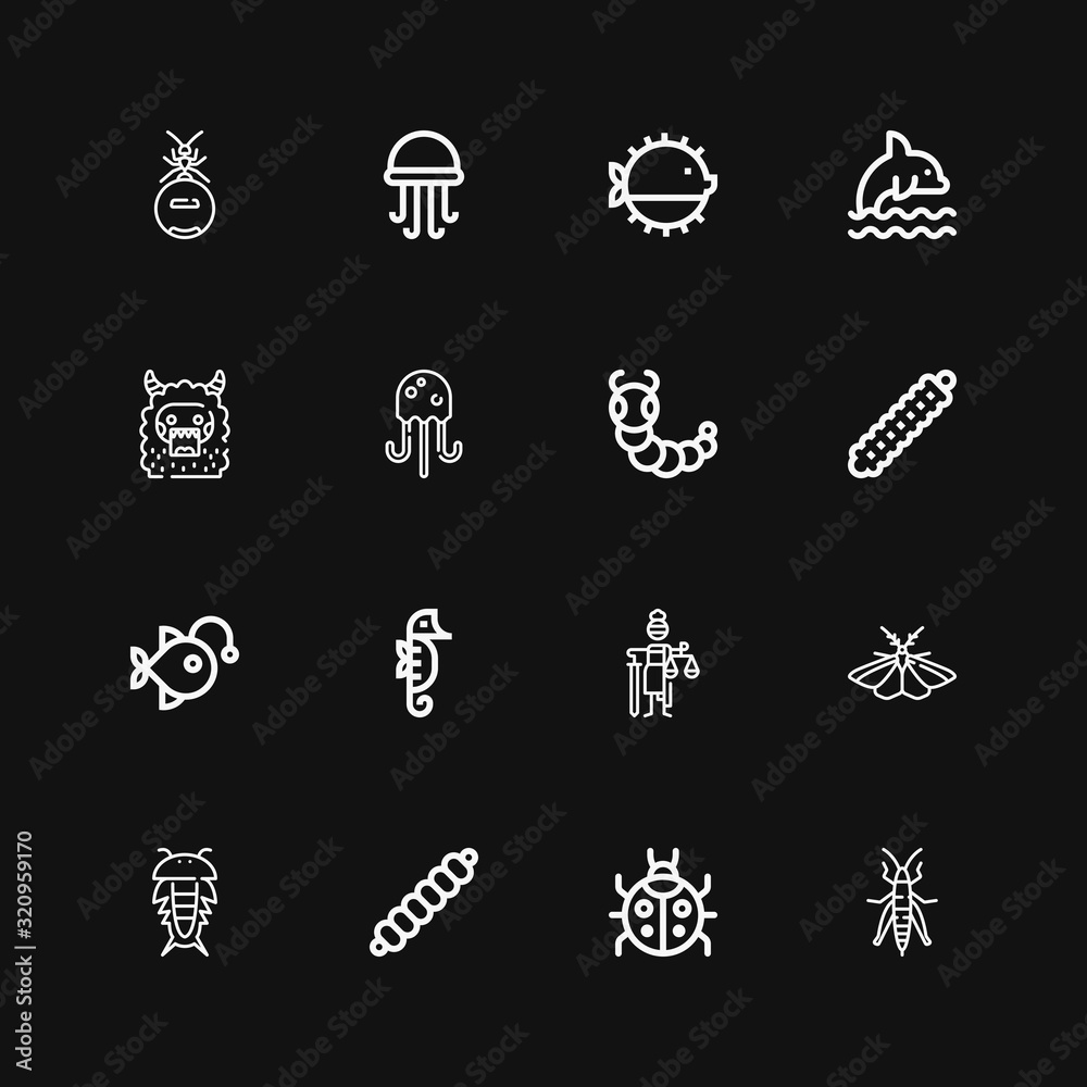 Editable 16 creature icons for web and mobile