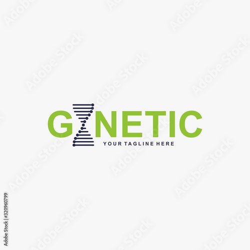Genetic logo design. Molecule helix spiral abstract symbol. DNA gen icon vector.