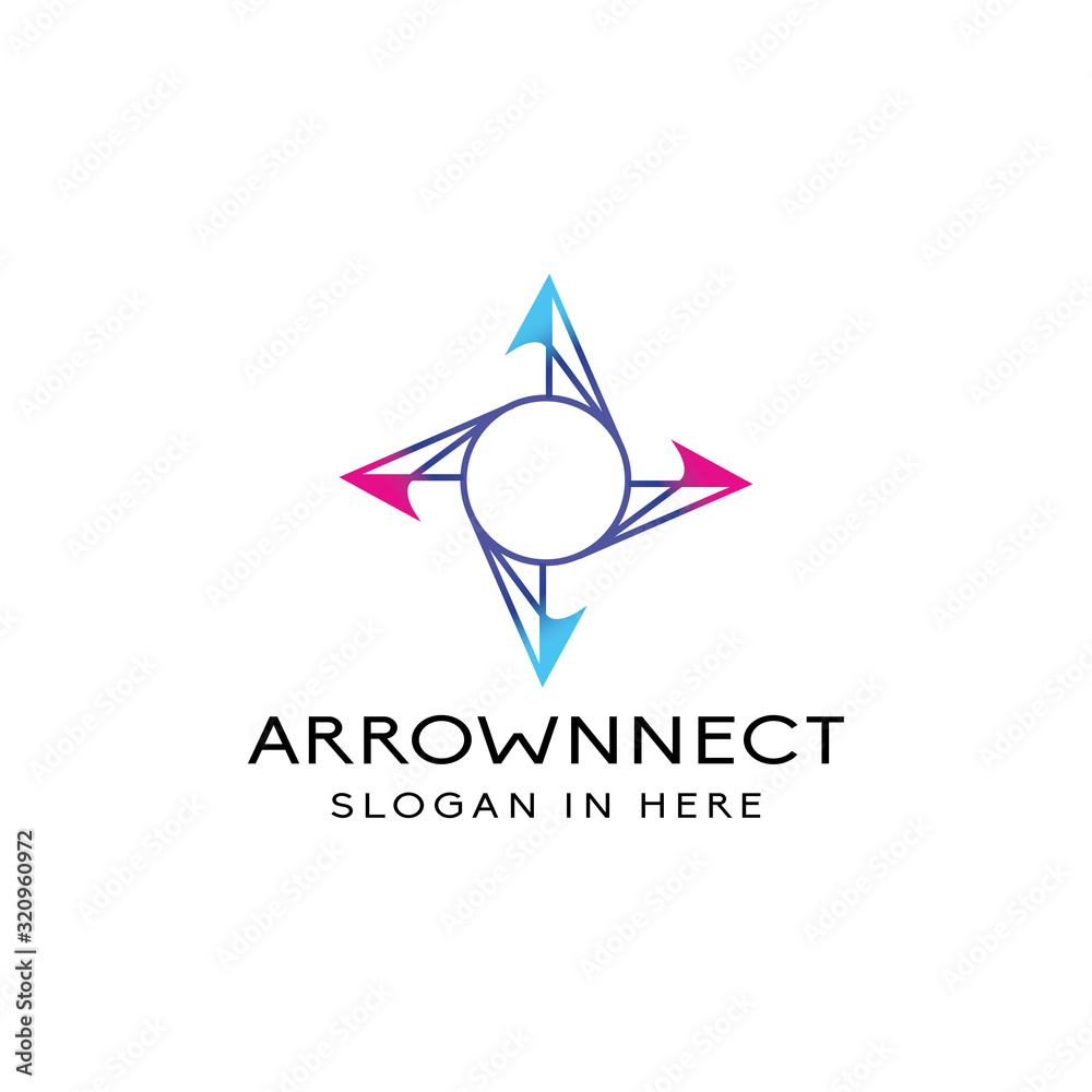 Printcompass with line connected vector design logo illustration Printcompass with line connected vector design logo illustration