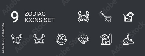 Editable 9 zodiac icons for web and mobile