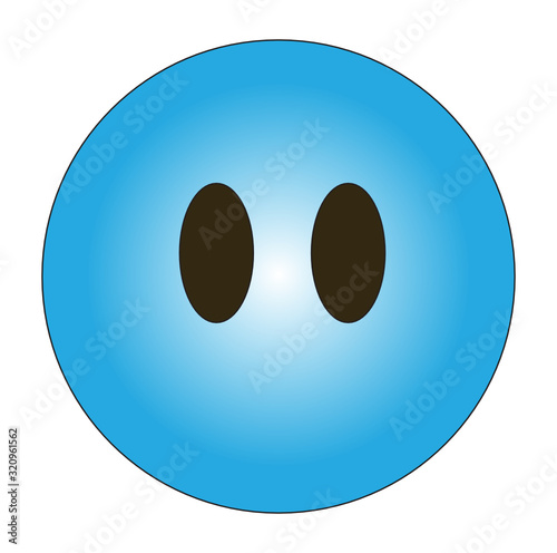 Voiceless emoji. Blue silent emoticon without mouth and with big black eyes looking as if in shock. Expression of being silent, mute, speechless, voiceless, shocked, dumbstruck or lost for words.