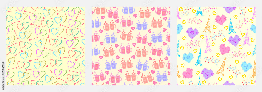 vector illustration of Happy Valentine's Day greetings seamless pattern background