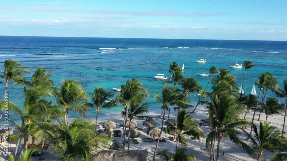 Aerial view of beautiful white sandy beach in Punta Cana, Dominican Republic Aerial view of beautiful white sandy beach in Punta Cana, Dominican Republic