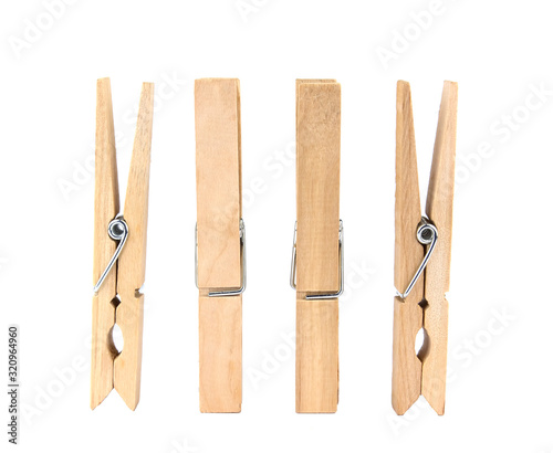Set of decorative clothespins isolated on white background
