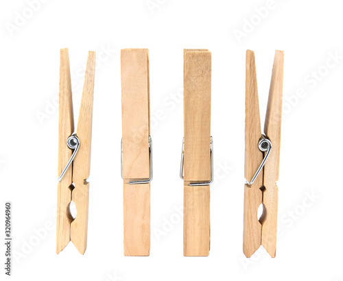 Set of decorative  clothespins isolated on white background