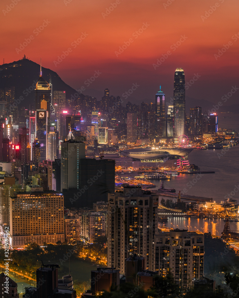 Hong Kong Braemar Hill Cityscape Skyline Sunset and Night Photography