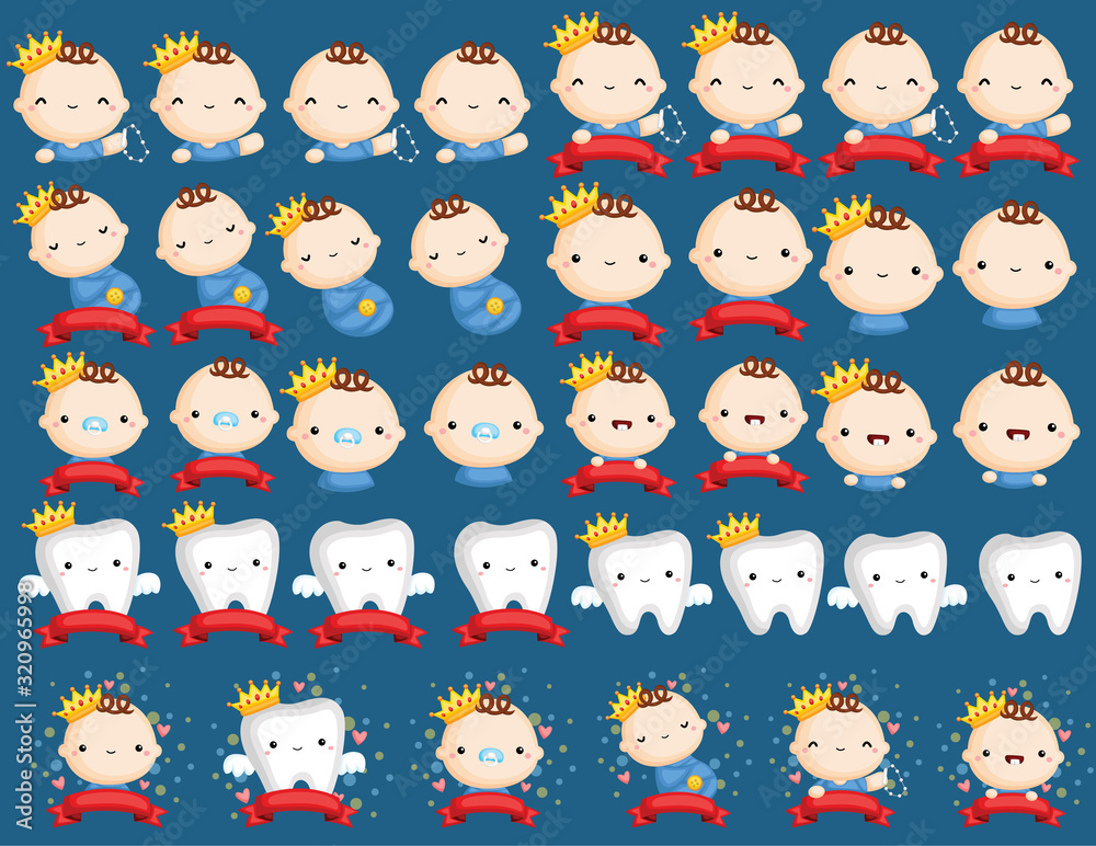 Obraz premium a vector collection of a cute baby boy and banners