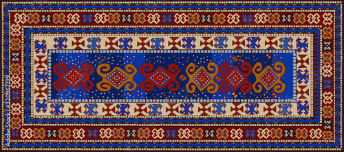 Persian carpet original design, tribal vector texture. Easy to edit and change a few colors by swatch window.