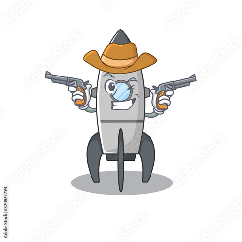 Rocket Cowboy in cartoon concept having guns